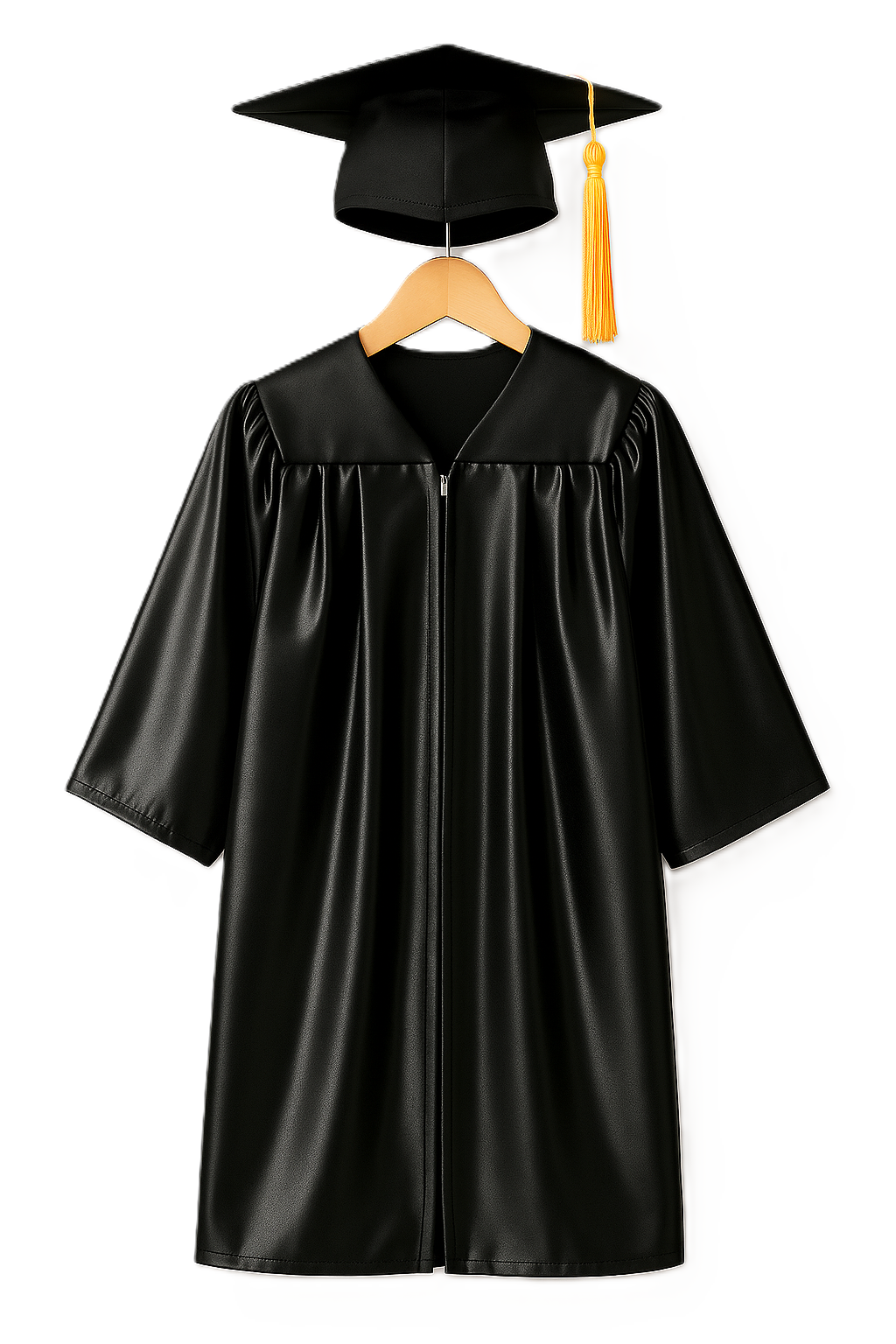 21″ Shiny Black Kindergarten and Preschool Graduation Gown & Cap