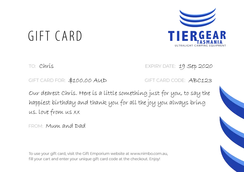 Tier Gear Tasmania Gift card