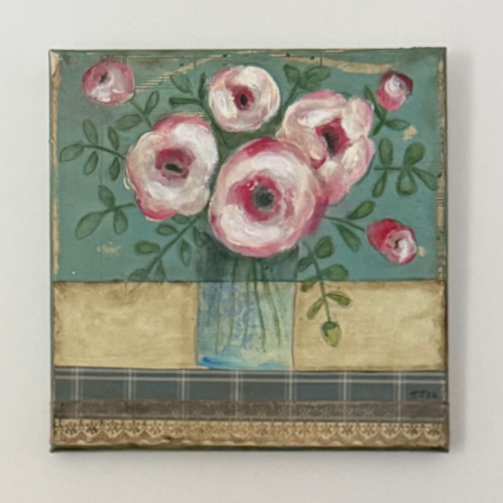Pink Roses Shabby Chic Art