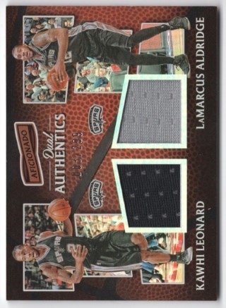 2016-17 Panini Aficionado - Authentics Dual #02 - Kawhi Leonard / LaMarcus Aldridge MEM, SN299 - San Antonio Spurs