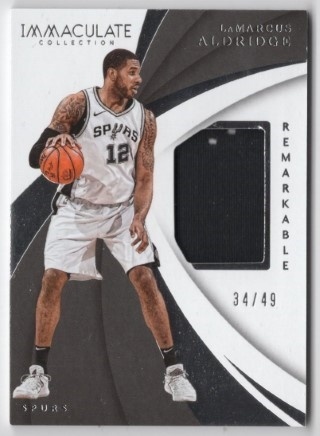 2017-18 Immaculate Collection - Remarkable Memorabilia #RM-LMA - LaMarcus Aldridge MEM, SN49 - San Antonio Spurs