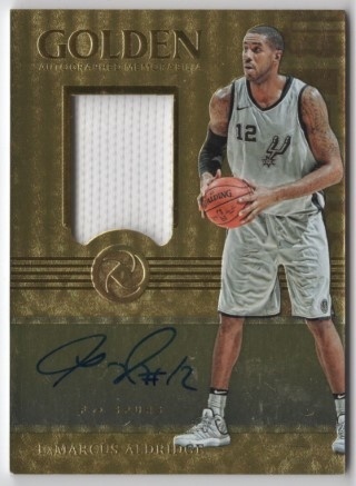 2017-18 Panini Opulence - Golden Autographed Memorabilia #GA-LMA - LaMarcus Aldridge AUTO, MEM, SN25 - San Antonio Spurs
