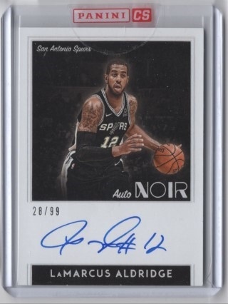 2018-19 Panini Noir - Auto Noir Color #NC-LMA - LaMarcus Aldridge AUTO, SN99 - San Antonio Spurs
