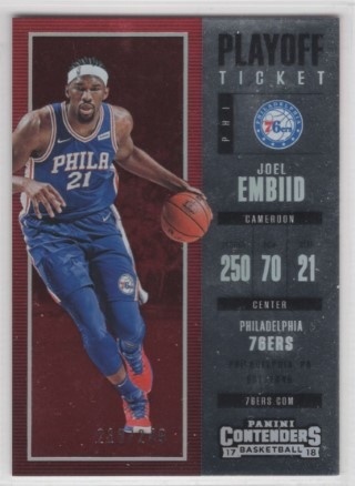 2017-18 Panini Contenders - Playoff Ticket #044 - Joel Embiid SN249 - Philadelphia 76ers