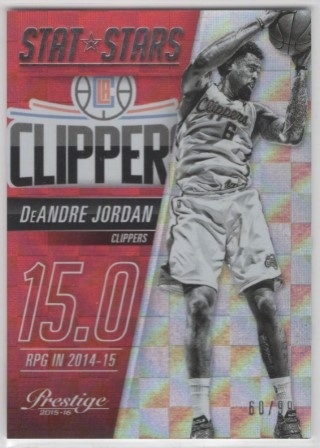 2015-16 Prestige - Stat Stars Checkerboard #16 - DeAndre Jordan SN99 - LA Clippers