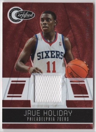 2010-11 Totally Certified - Totally Red Materials #03 - Jrue Holiday MEM, SN249 - Philadelphia 76ers