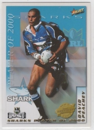 NRL - 2001 Select Impact - Club Player of 2000 #CP12 - David Peachey - Cronulla Sharks