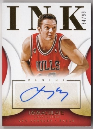 2013-14 Immaculate Collection - Ink #44 - Luc Longley AUTO, SN99 - Chicago Bulls
