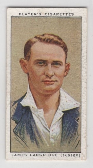 CRICKET - John Player & Sons 1934 Cricketers - #17 James Langridge - Sussex