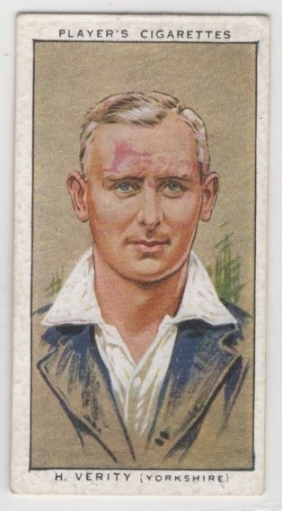 CRICKET - John Player & Sons 1934 Cricketers - #30 Hedley Verity - Yorkshire
