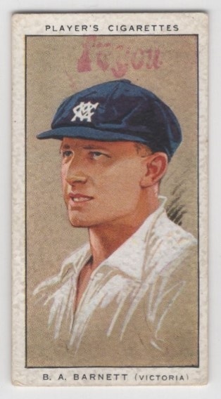 CRICKET - John Player & Sons 1934 Cricketers - #35 Ben Barnett - Victoria