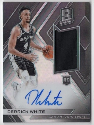 2017-18 Panini Spectra - #129 - Derrick White AUTO, MEM, SN299 - ROOKIE - San Antonio Spurs