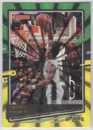 2020-21 Donruss - Holo Green and Yellow Laser #197 - Lonnie Walker IV - San Antonio Spurs