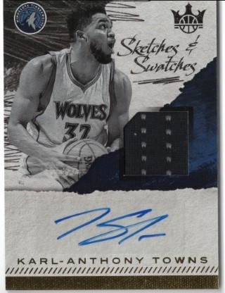 2017-18 Court Kings - Sketches and Swatches #SS-KT - Karl-Anthony Towns AUTO, MEM, SN199 - Minnesota Timberwolves