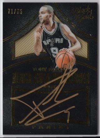 2015-16 Panini Black Gold - Signatures #BG-TPK - Tony Parker AUTO, SN75 - San Antonio Spurs