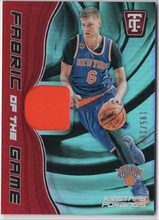 2017-18 Totally Certified - Fabric of the Game #FG-KPZ - Kristaps Porzingis MEM, SN199 - New York Knicks