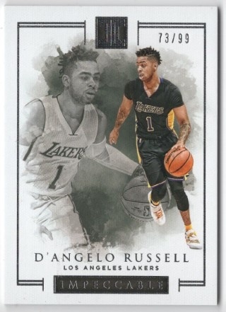 2016-17 Panini Impeccable - #079 D'Angelo Russell SN99 - LA Lakers
