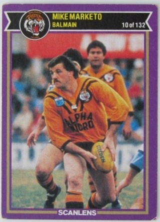 NRL - 1987 Scanlens - #010 Mike Marketo - Balmain Tigers