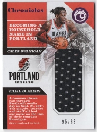 2017-18 Panini Chronicles - Chronicles Swatches Pink #CS-CSW - Caleb Swanigan Mem, SN99 - Portland Trailblazers