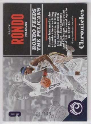 2017-18 Panini Chronicles - Purple #035 - Rajon Rondo SN149 - New Orleans Pelicans