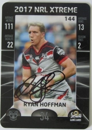 NRL - 2017 Xtreme - Authentic Player Autograph AUTO #144 - Ryan Hoffman - New Zealand Warriors