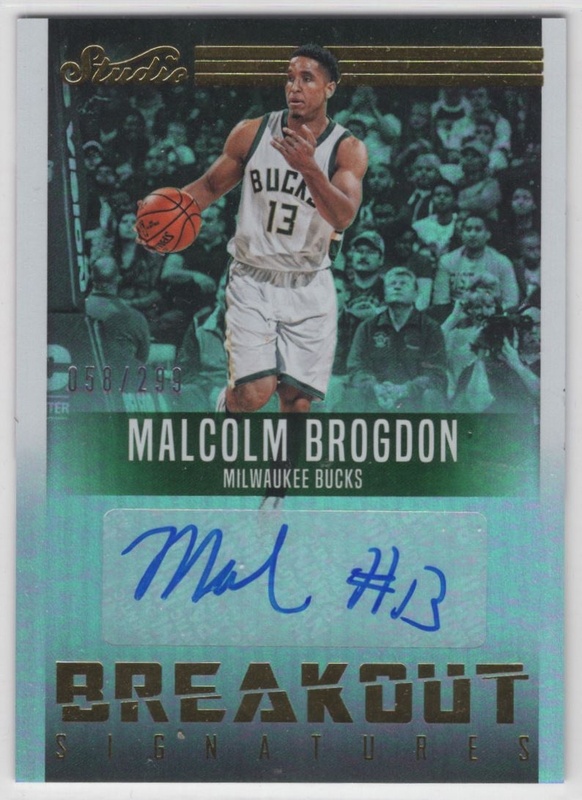 2016-17 Studio - Breakout Signatures #07 - Malcolm Brogdon AUTO, SN299 - Milwaukee Bucks