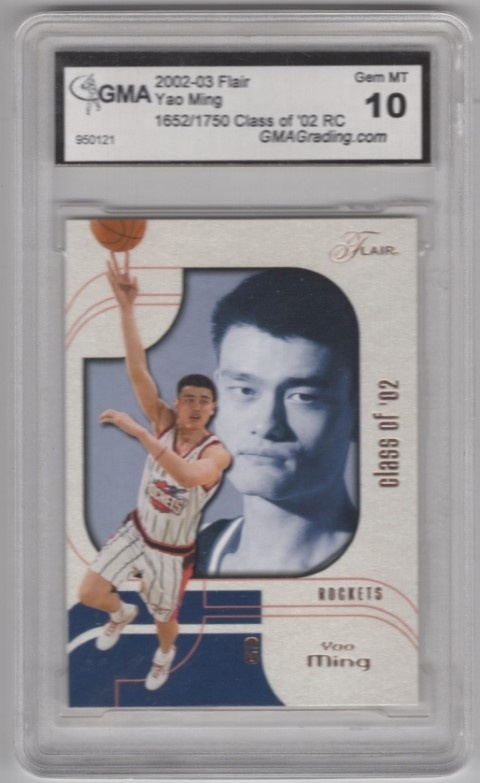 GRADED - 2002-03 Flair - #91 Yao Ming SN1750, ROOKIE - GMA 10 - Houston Rockets