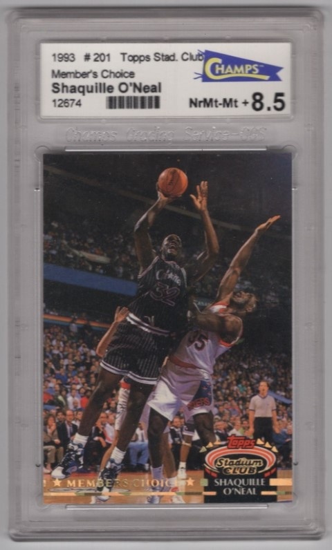 GRADED - 1992-93 Stadium Club - #201 Member's Choice - Shaquille O'Neal ROOKIE - CHAMPS 8.5 - Orlando Magic