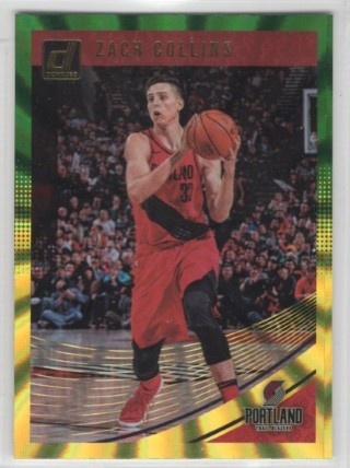 2018-19 Donruss - Holo Green & Yellow Laser #31 - Zach Collins - Portland Trail Blazers