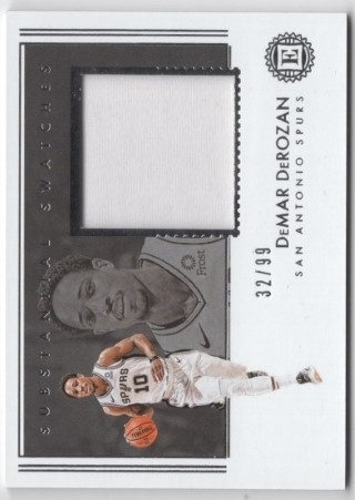 2018-19 Panini Encased - Substantial Swatches #SW-DDR - DeMar DeRozan MEM, SN99 - San Antonio Spurs