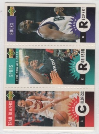 1996-97 Collector's Choice - Mini Cards #M046 Shawn Respert / #M073 David Robinson /  #M068 Randolph Childress - Milwaukee Bucks / San Antonio Spurs / Portland Trail Blazers