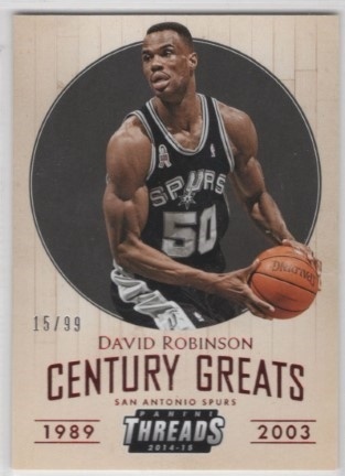 2014-15 Panini Threads - Century Greats Century Proof Red #08 - David Robinson SN99 - San Antonio Spurs