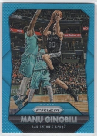 2015-16 Panini Prizm - Light Blue Prizms #071 - Manu Ginobili SN199 - San Antonio Spurs
