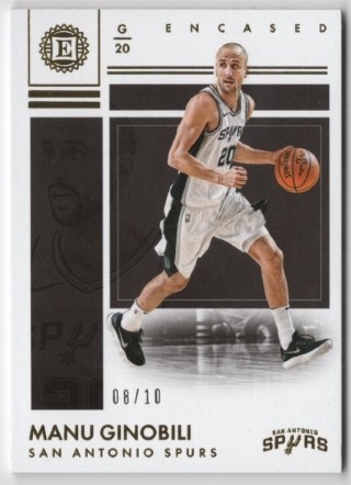 2017-18 Panini Encased - Gold #010 - Manu Ginobili SN10 - San Antonio Spurs