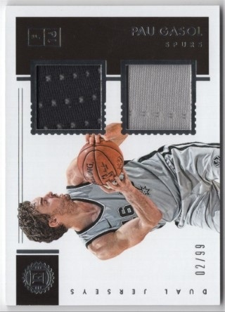 2017-18 Panini Encased - Dual Jerseys #DJ-PG - Pau Gasol MEM, SN99 - San Antonio Spurs