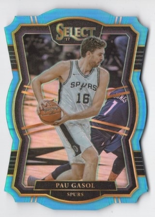 2017-18 Select - Prizm Light Blue Die Cut #144 - Pau Gasol SN185 - San Antonio Spurs