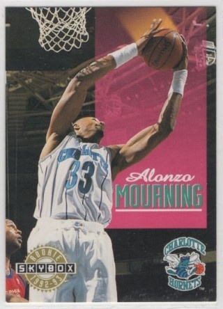 1992-93 SkyBox - #332 Alonzo Mourning - ROOKIE - Charlotte Hornets
