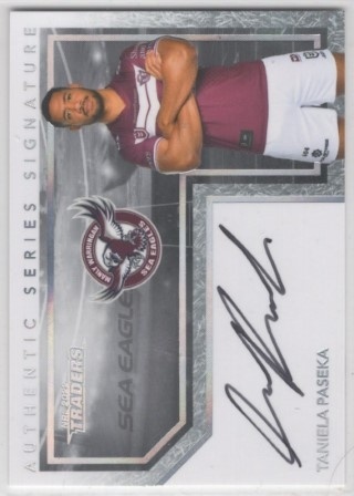 NRL - 2022 Traders - Authentic Signature White #ASW06 - Taniela Paseka AUTO, SN125 - Manly Sea Eagles