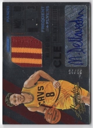 2015-16 Absolute - Frequent Flyer Material Autographs Prime #FR-MD - Matthew Dellavedova AUTO, MEM, SN25 - Cleveland Cavaliers