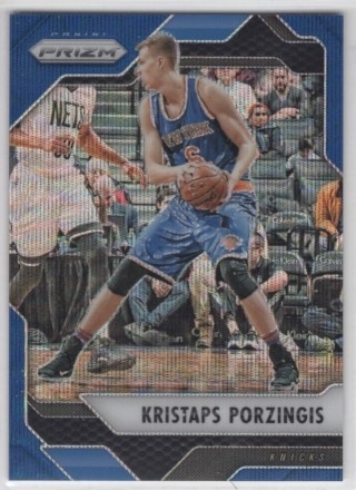 2016-17 Panini Prizm - Prizm Blue Wave #124 - Kristaps Porzingis SN99 - New York Knicks