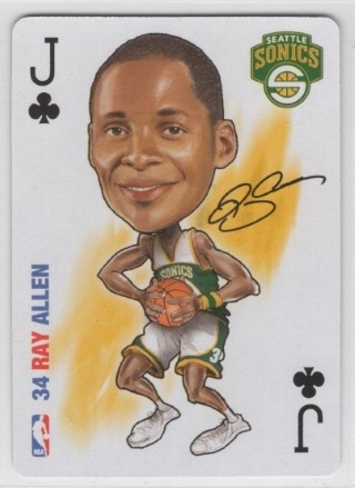 2006 All Pro Deal Sports Cards - Playing Card #11 Jack Clubs - Ray Allen - Seattle Supersonics