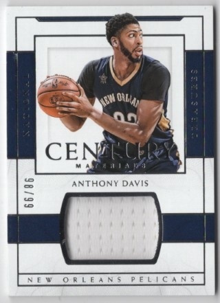2016-17 Panini National Treasures - Century Materials #76 - Anthony Davis MEM, SN99 - New Orleans Pelicans