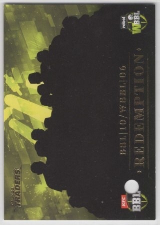 CRICKET - Traders 2020-21 - Premiers #PR15 - BBL10 / WBBL06 REDEMPTION CARD (REDEEMED)