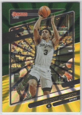 2021-22 Donruss - Holo Green and Yellow Laser #104 - Keldon Johnson - San Antonio Spurs