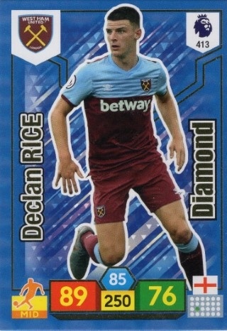SOCCER - 2019-20 Panini Adrenalyn XL Premier League - #413 DIAMOND - Declan Rice - West Ham United