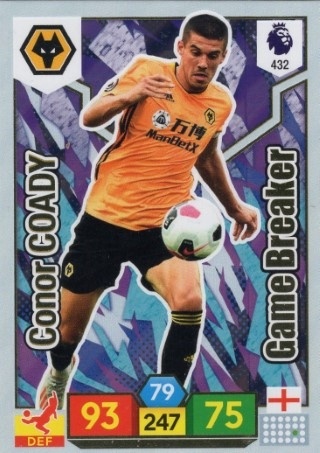 SOCCER - 2019-20 Panini Adrenalyn XL Premier League - #432 GAME BREAKER - Conor Coady - Wolverhampton Wanderers