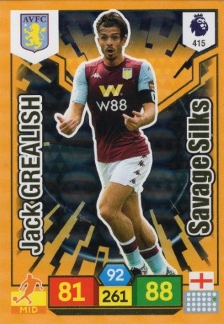 SOCCER - 2019-20 Panini Adrenalyn XL Premier League - #415 SAVAGE SKILLS - Jack Grealish - Aston Villa
