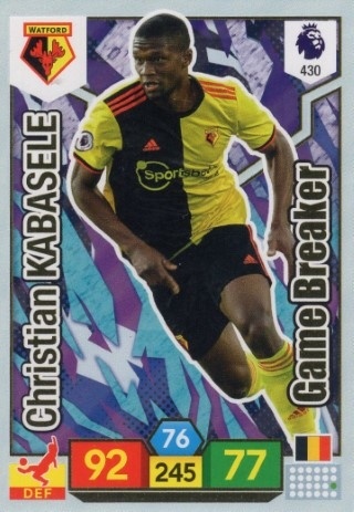 SOCCER - 2019-20 Panini Adrenalyn XL Premier League - #430 GAME BREAKER - Christian Kabasele - Watford