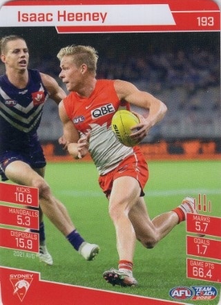 AFL - 2022 TeamCoach - #193 Isaac Heeney - Sydney Swans