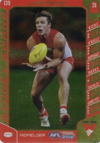 AFL - 2016 TeamCoach - Silver / Gold #139 - Luke Parker - Sydney Swans